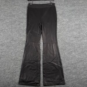Y2K Faux Leather M PullOn Bell Bottom Flare Pants Retro 70s Chic Party Moto Boho